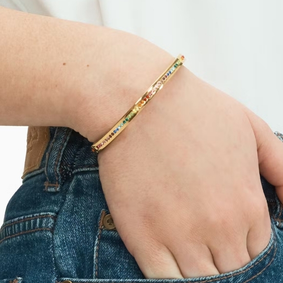 Kate Spade Rainbow Multi Ring It Up Pave Bangle NWT Retail $79 - Picture 3 of 4
